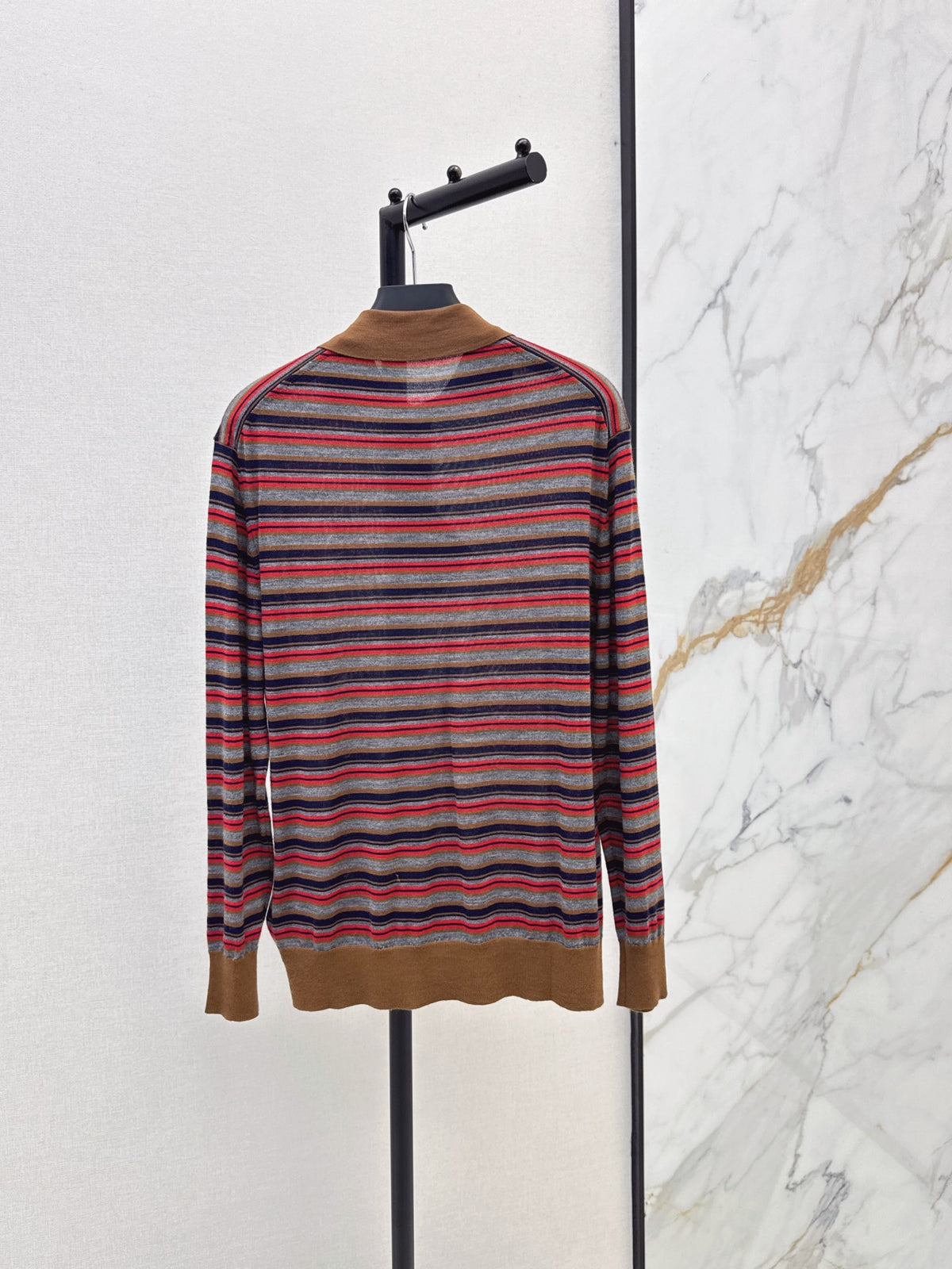 26FW New Striped Long-Sleeve Knit Polo 🤎