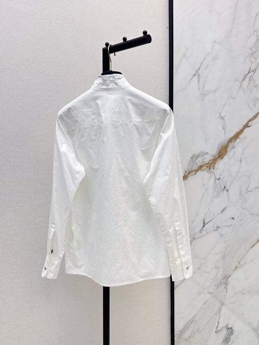 26FW New White Shirt with Pleated Stand Collar 🤍