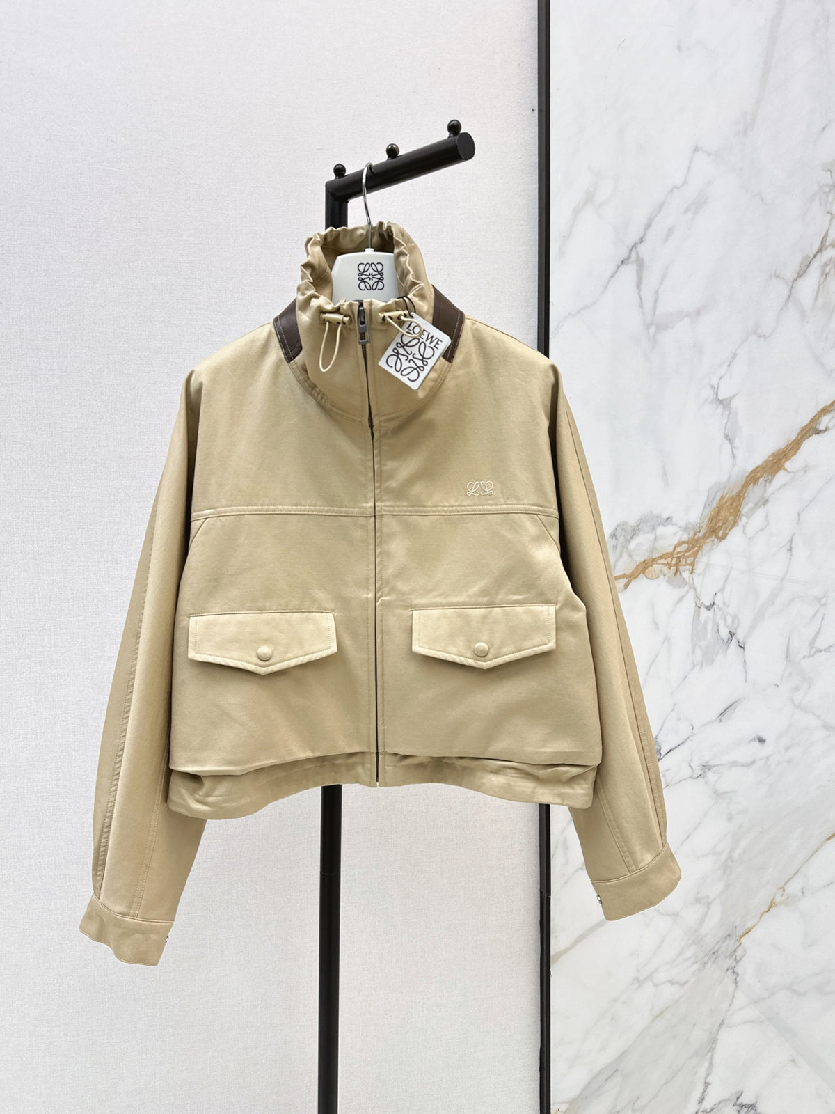 26FW New High-Neck Zip-Up Jacket with Leather Paneling 🤎