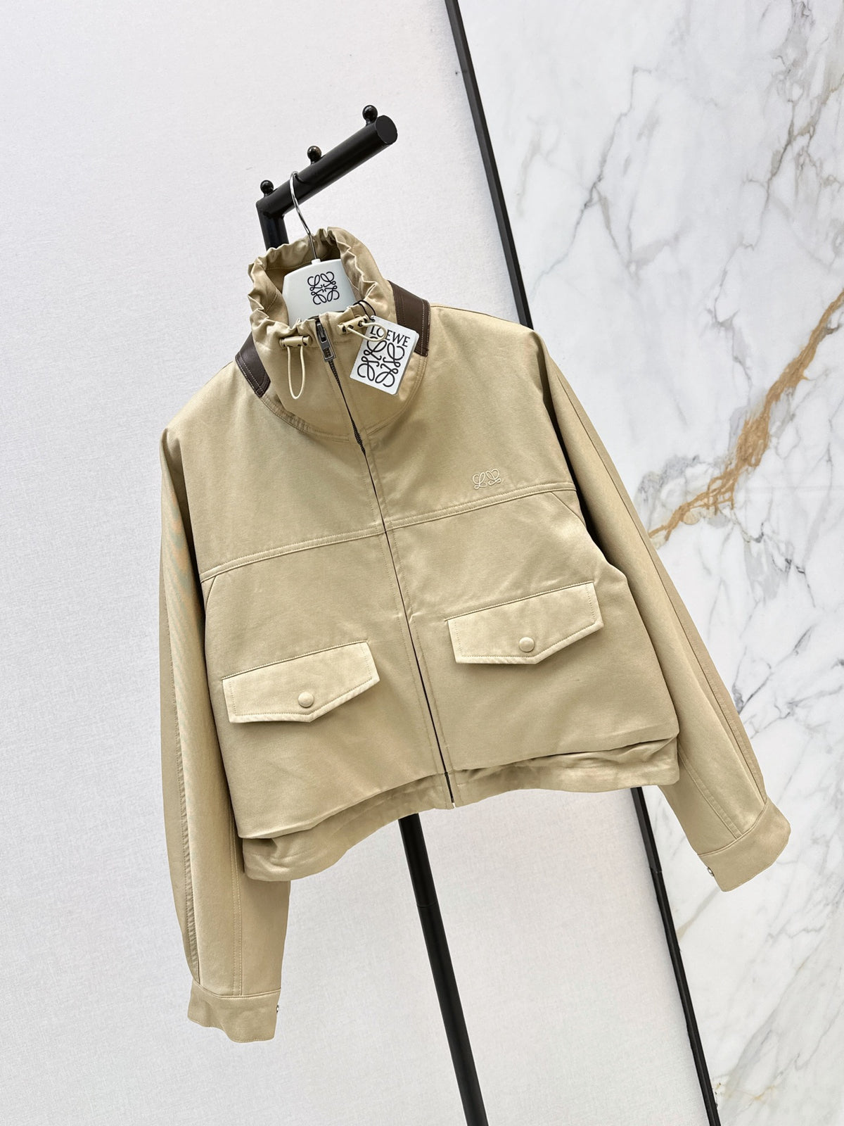 26FW New High-Neck Zip-Up Jacket with Leather Paneling 🤎