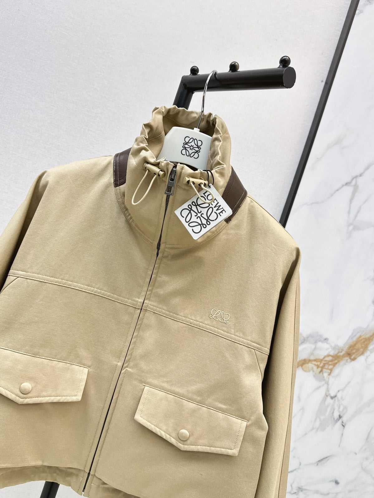 26FW New High-Neck Zip-Up Jacket with Leather Paneling 🤎