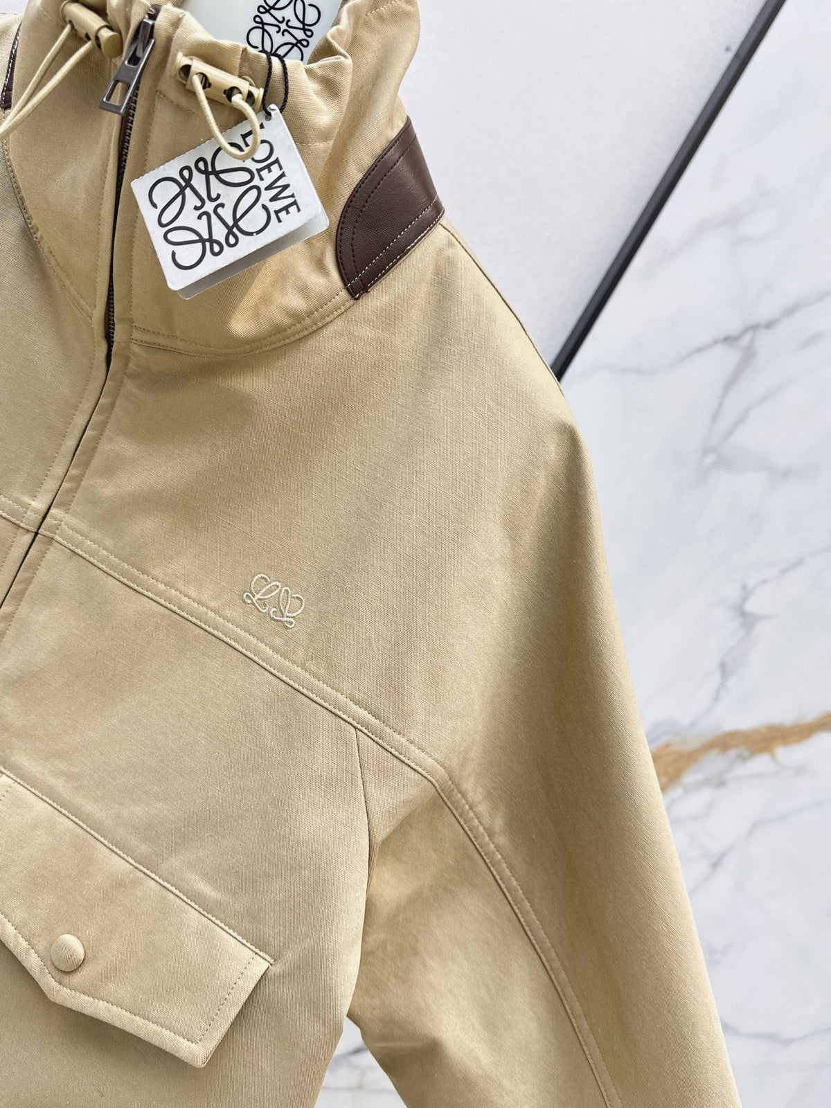 26FW New High-Neck Zip-Up Jacket with Leather Paneling 🤎