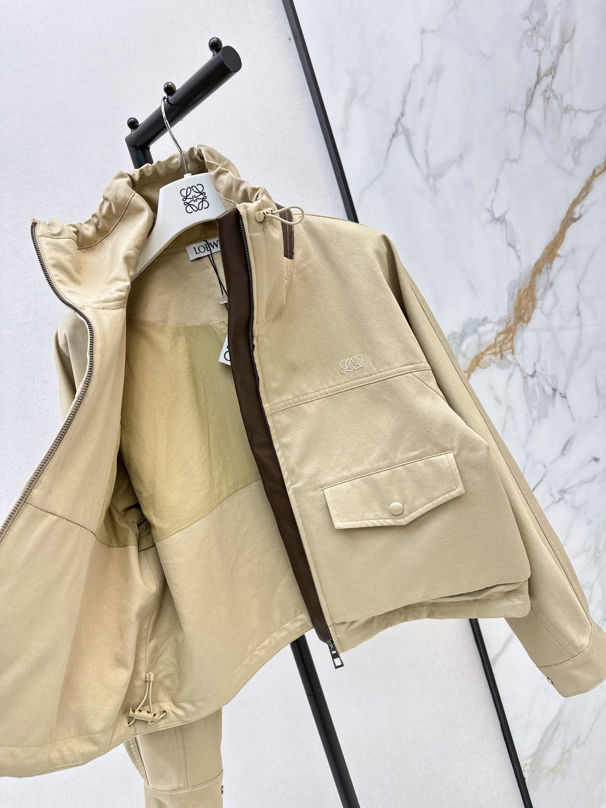 26FW New High-Neck Zip-Up Jacket with Leather Paneling 🤎