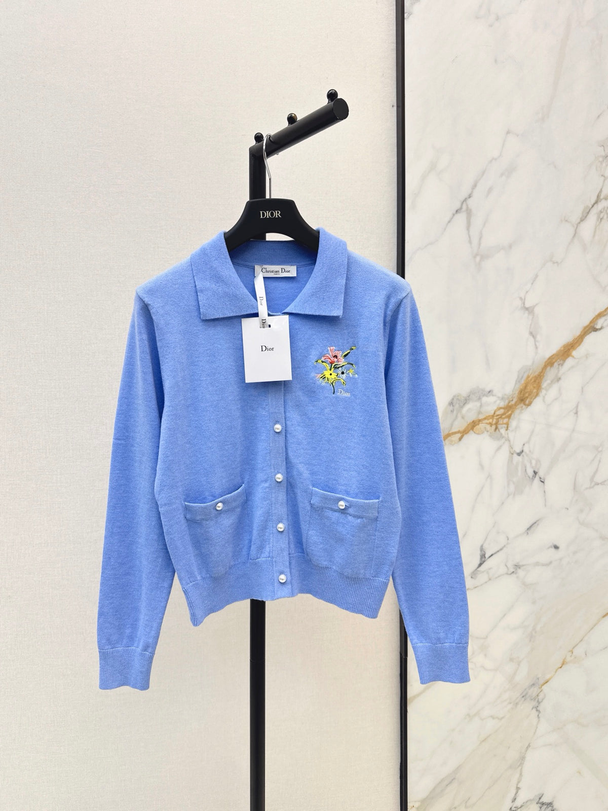 26FW New Collared Long-Sleeve Knit Cardigan 🩵