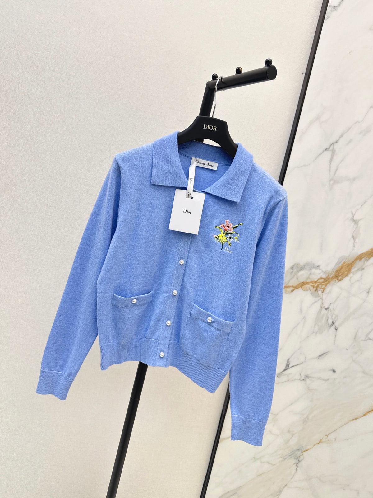 26FW New Collared Long-Sleeve Knit Cardigan 🩵