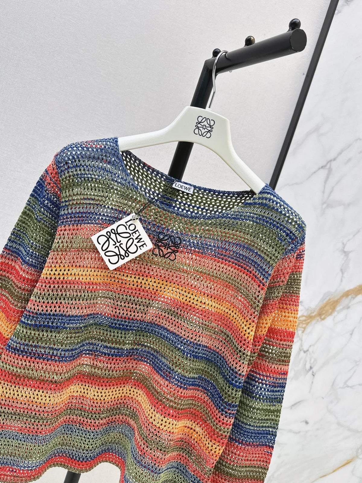 26FW New Striped Cut-Out Crew-Neck Knit Top 🖤