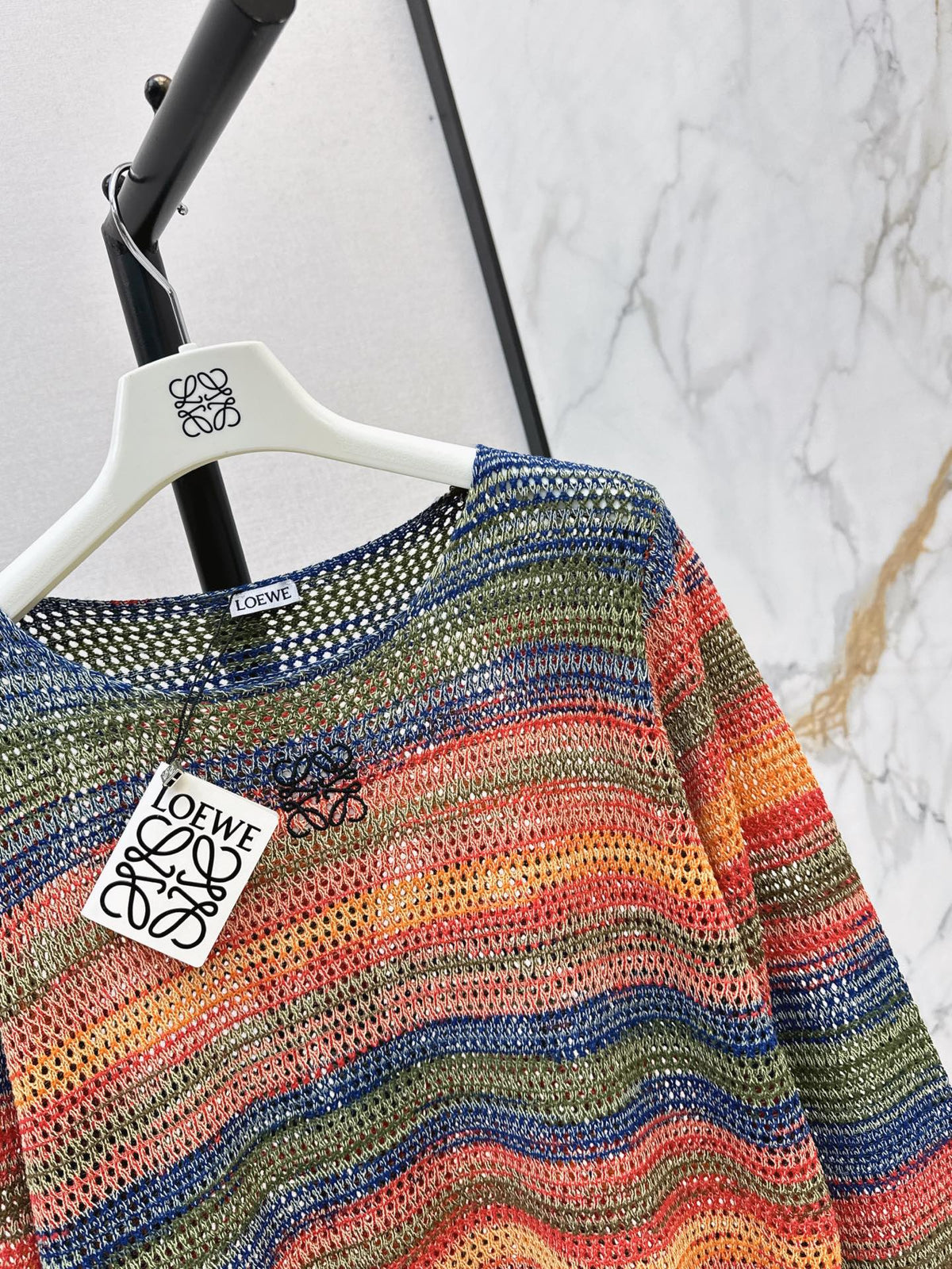 26FW New Striped Cut-Out Crew-Neck Knit Top 🖤
