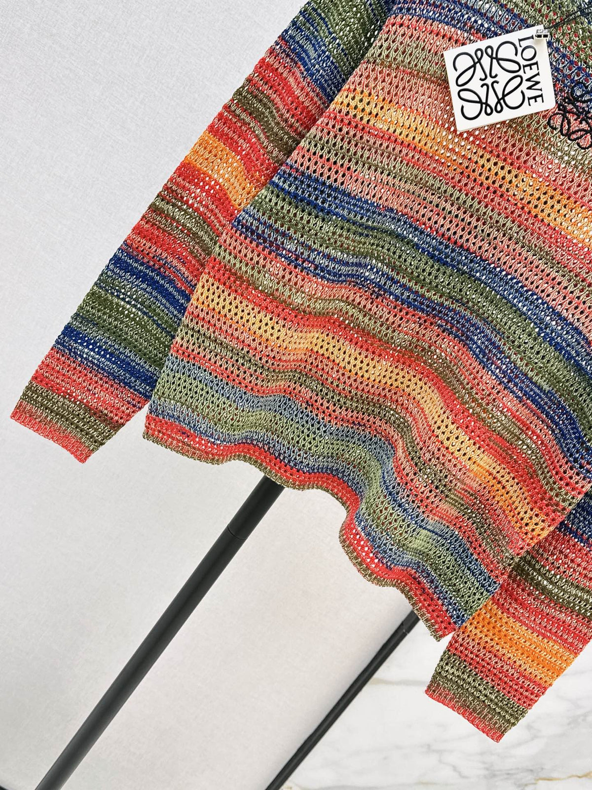 26FW New Striped Cut-Out Crew-Neck Knit Top 🖤