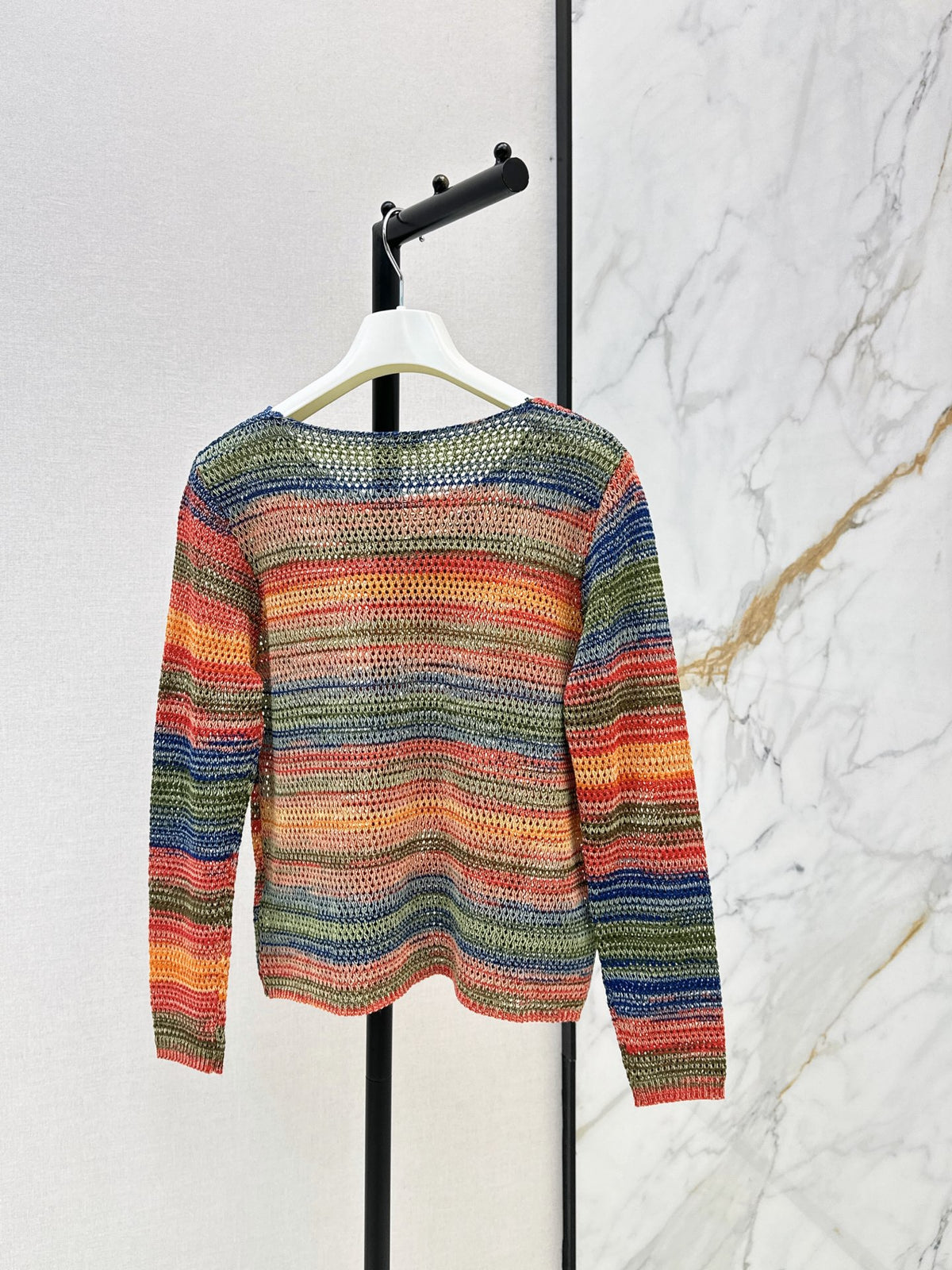 26FW New Striped Cut-Out Crew-Neck Knit Top 🖤