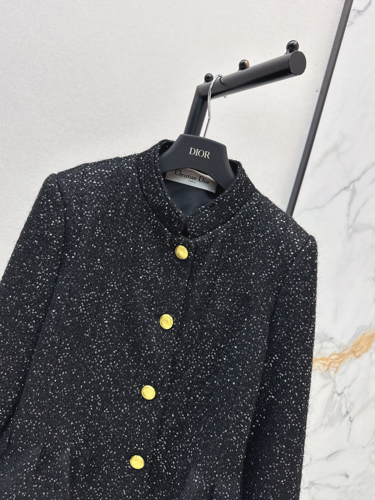 26FW New Sequin Tweed Stand-Collar Jacket 🖤