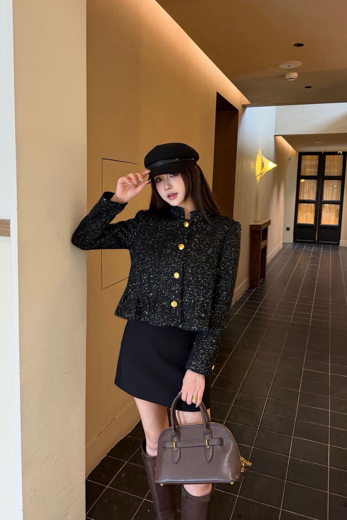 26FW New Sequin Tweed Stand-Collar Jacket 🖤
