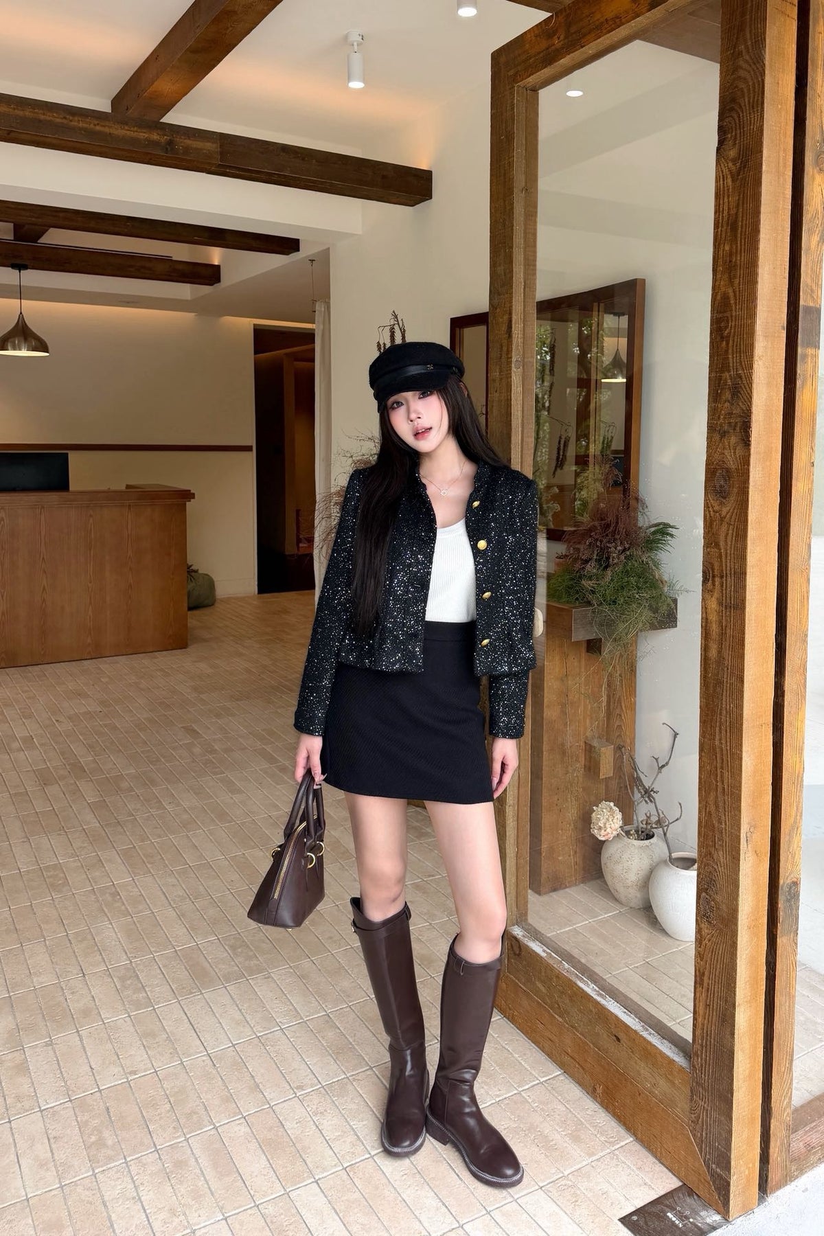 26FW New Sequin Tweed Stand-Collar Jacket 🖤