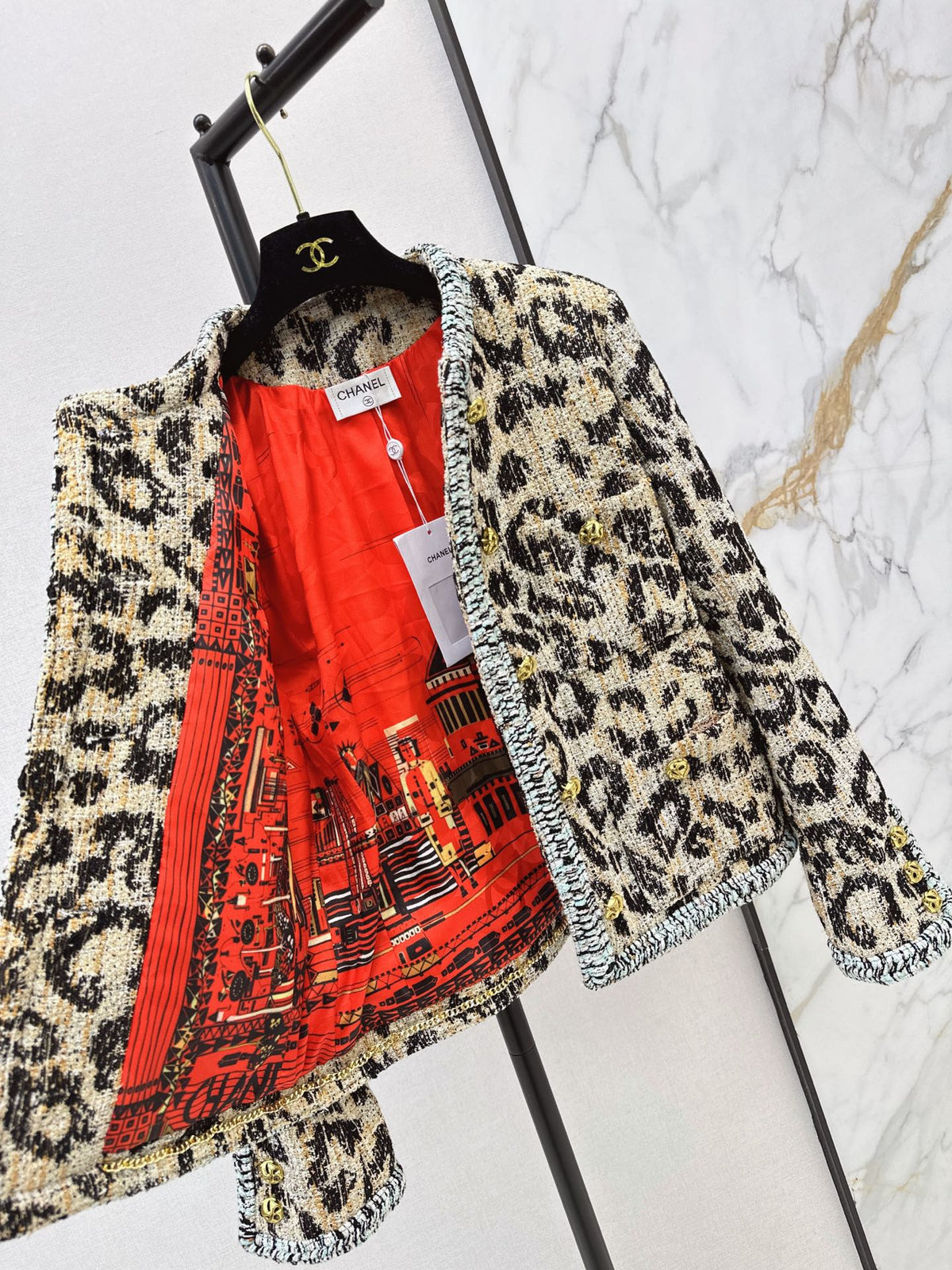 🔥Highest Quality🔥26FW New Leopard Jacquard Crew-Neck Knit Jacket 🤍
