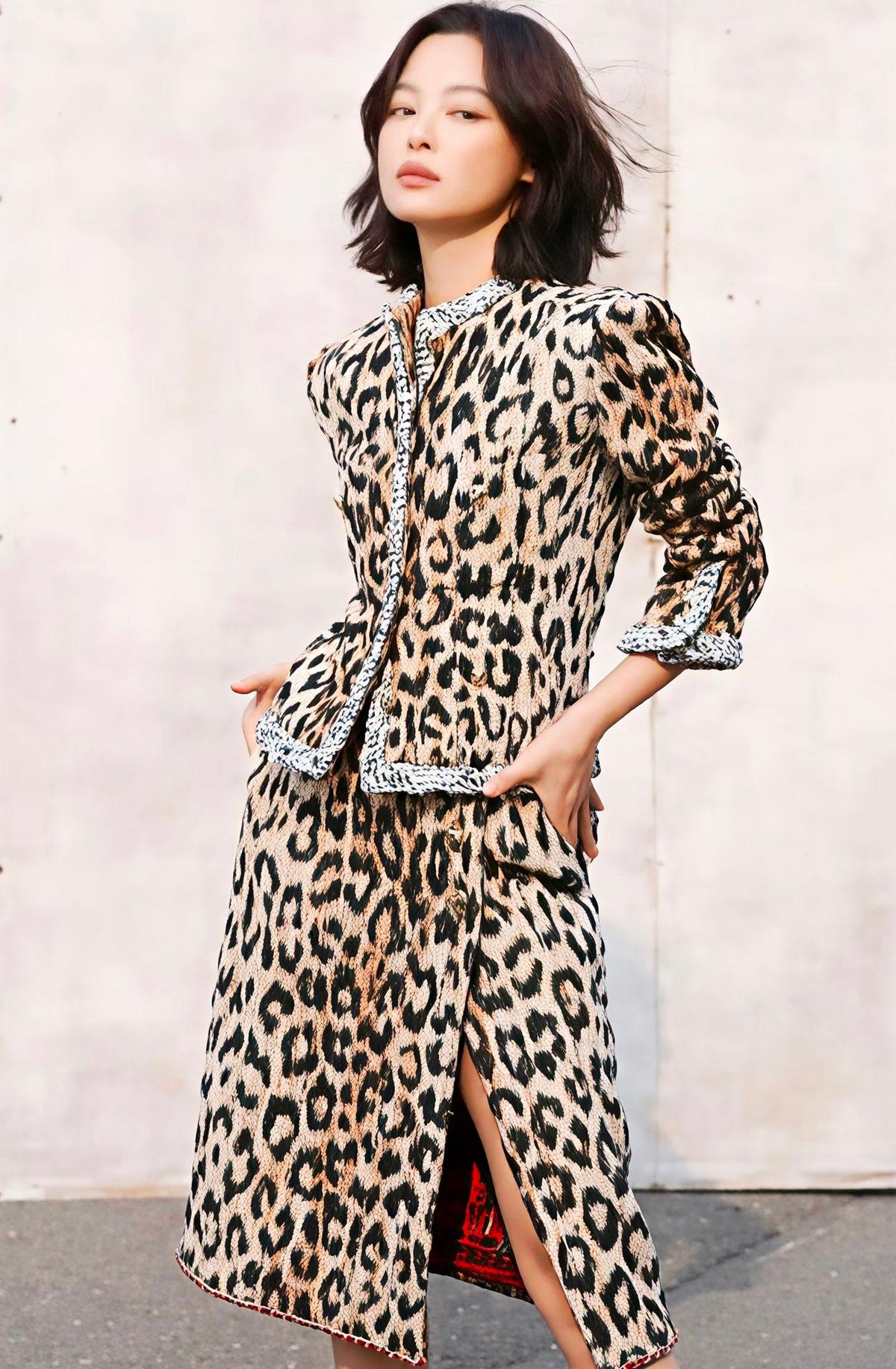 🔥Highest Quality🔥26FW New Leopard Jacquard Crew-Neck Knit Jacket 🤍