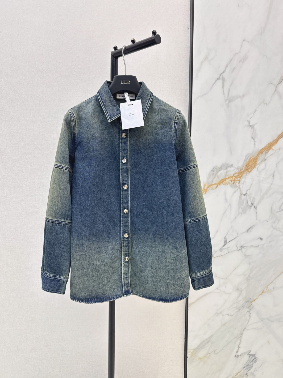 26FW New Gradient Color-Block Denim Shirt 🩵
