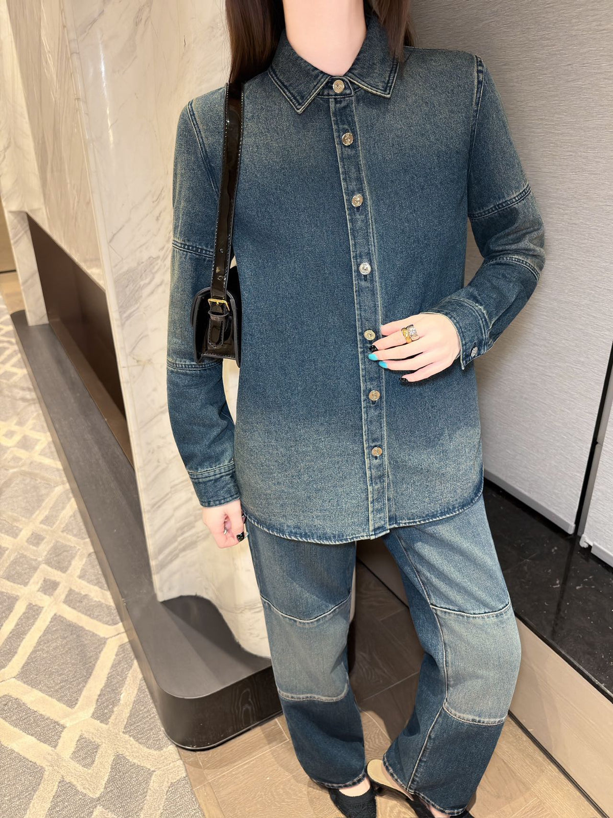 26FW New Gradient Color-Block Denim Shirt 🩵