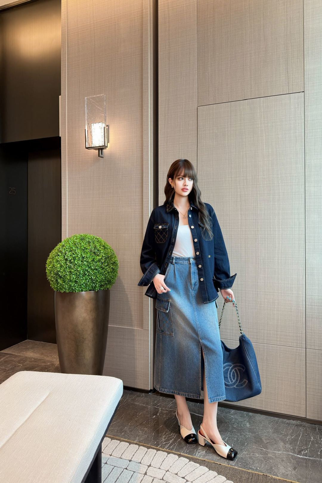 26FW New Denim Midi Skirt with Side Pockets 🖤
