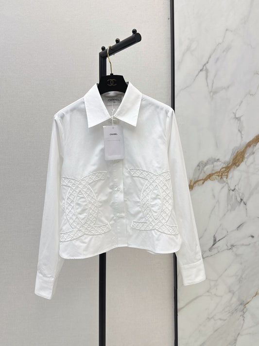 26FW New White Cropped Long-Sleeve Shirt 🤍
