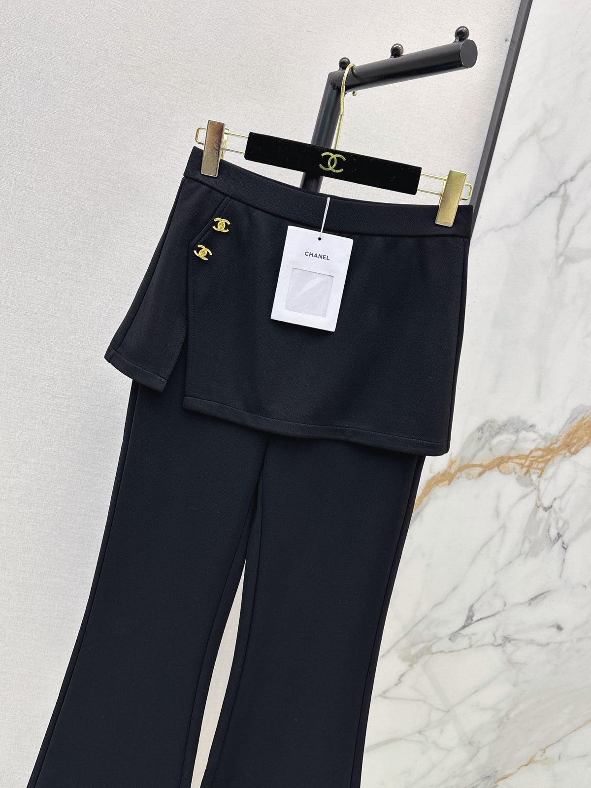 26FW New Black Faux-Layered Trousers 🖤