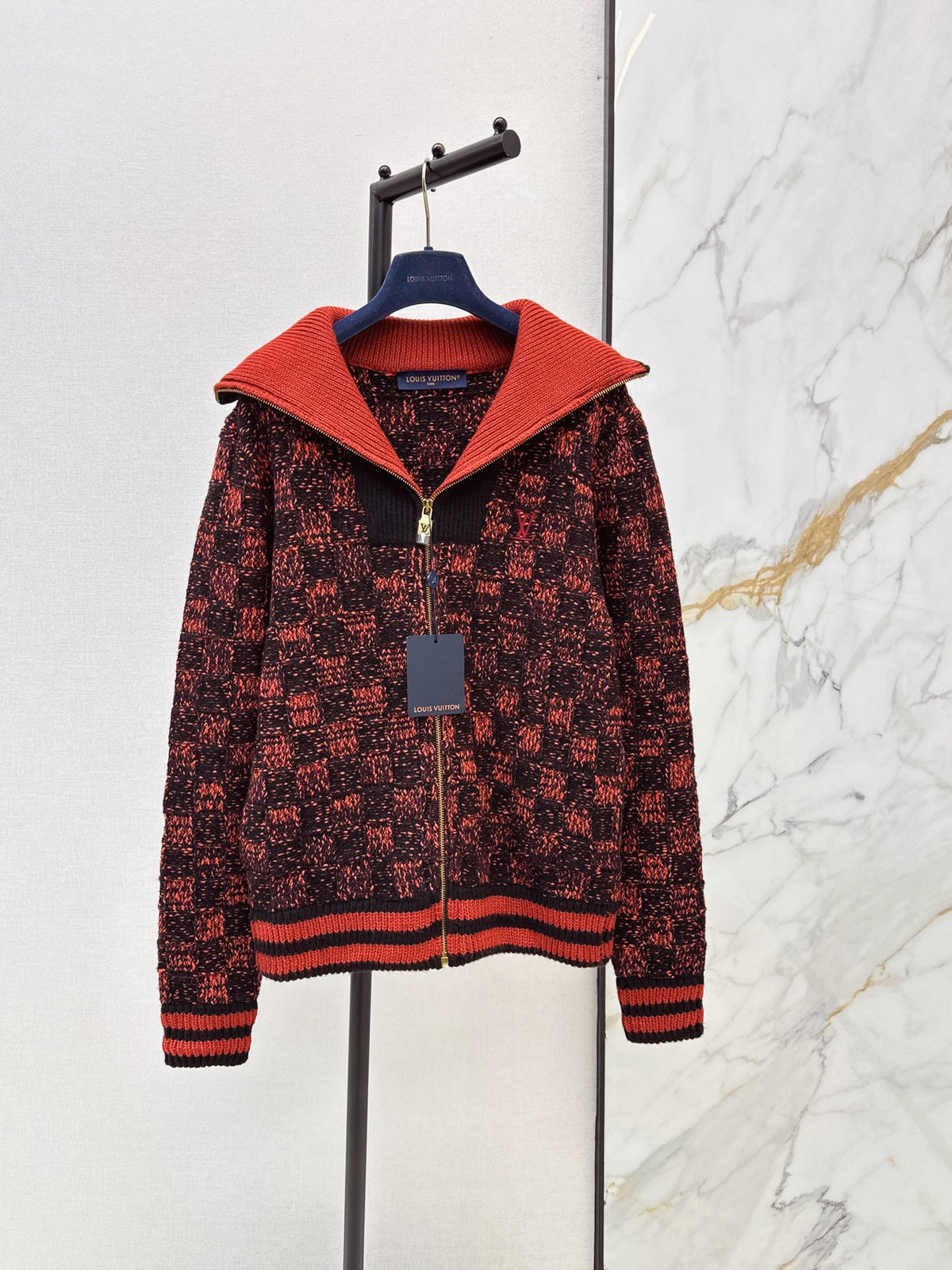 26FW New Checkerboard Zip-Up Knit Jacket ♥️