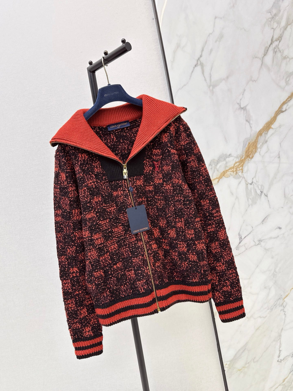 26FW New Checkerboard Zip-Up Knit Jacket ♥️