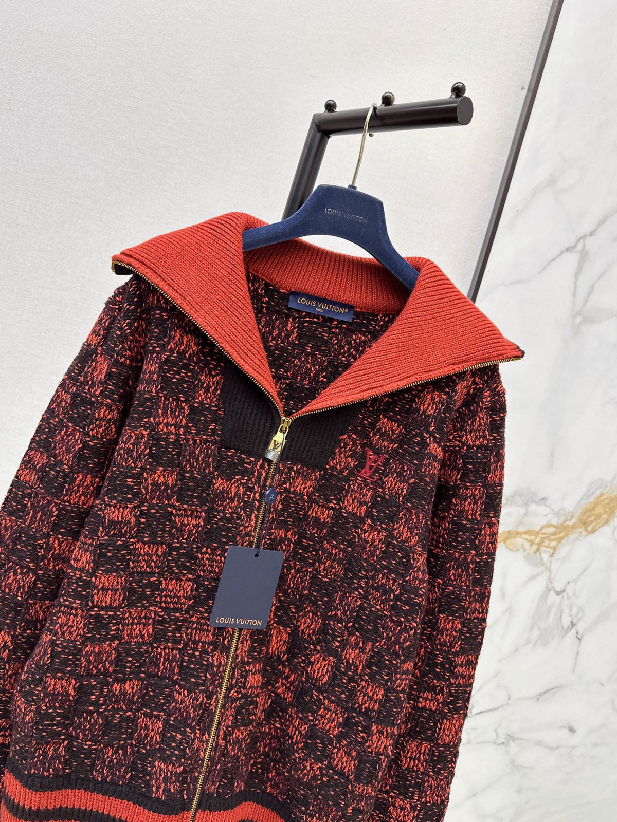 26FW New Checkerboard Zip-Up Knit Jacket ♥️
