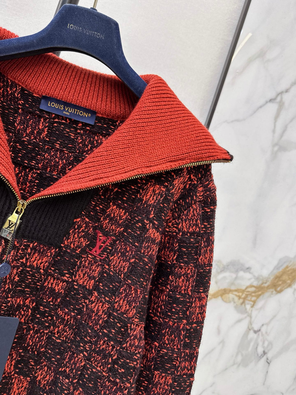 26FW New Checkerboard Zip-Up Knit Jacket ♥️