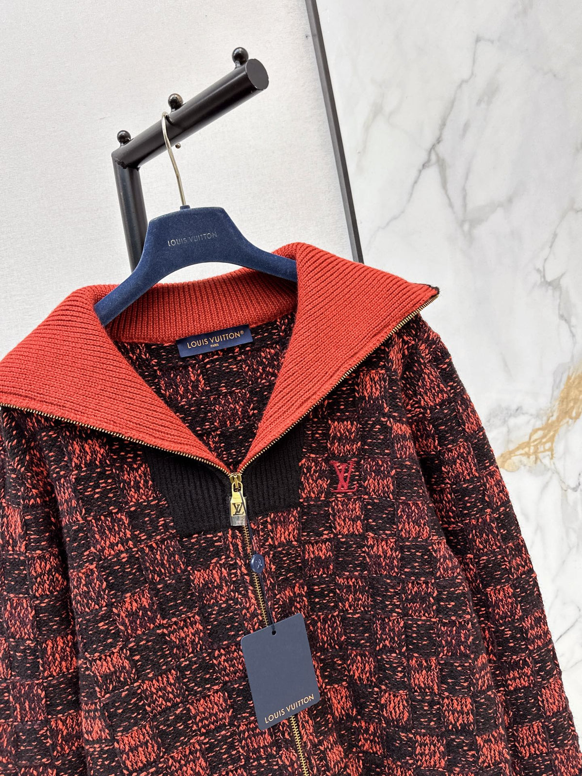26FW New Checkerboard Zip-Up Knit Jacket ♥️