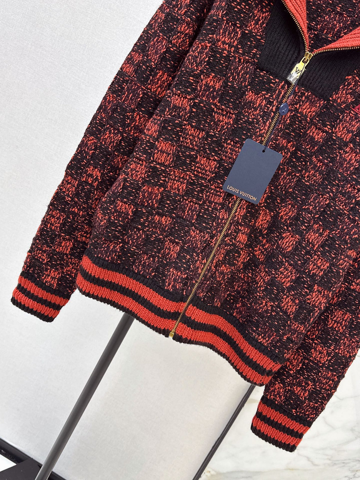 26FW New Checkerboard Zip-Up Knit Jacket ♥️