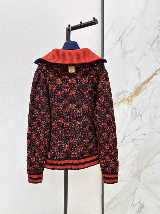 26FW New Checkerboard Zip-Up Knit Jacket ♥️