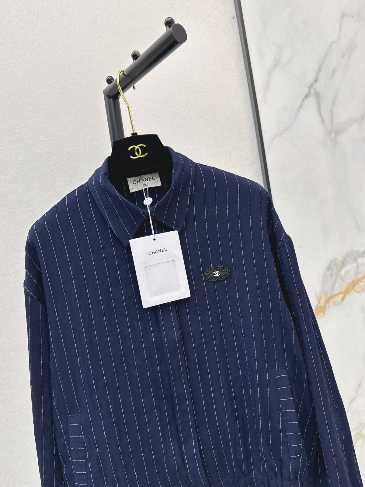 26FW New Striped Shirt with Badge Detail 🖤