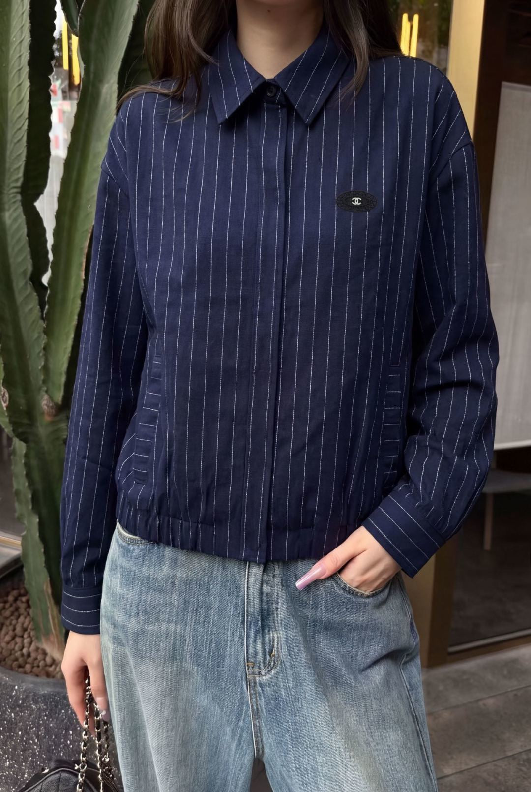 26FW New Striped Shirt with Badge Detail 🖤
