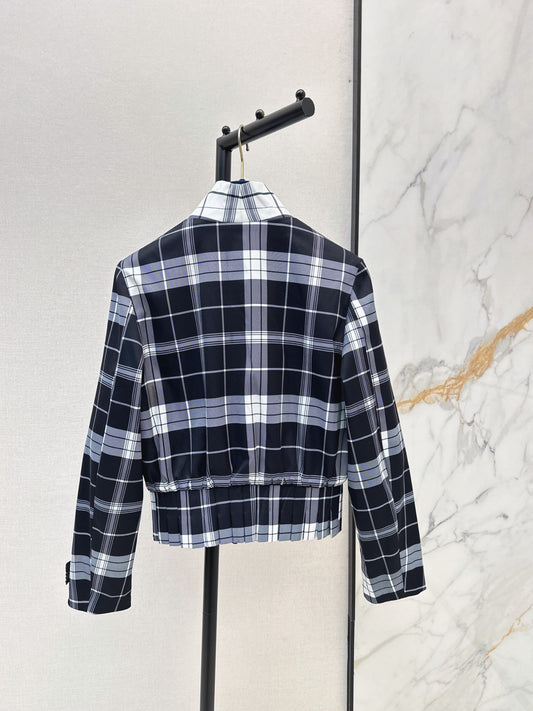 26FW New Plaid Stand-Collar Cropped Jacket 🖤