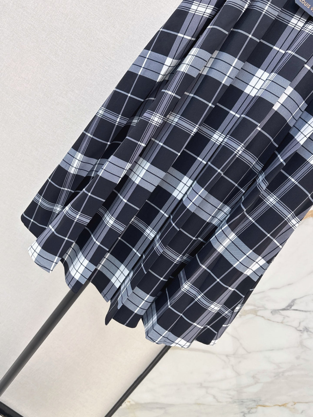 26FW New Plaid Pleated Midi Skirt 🖤