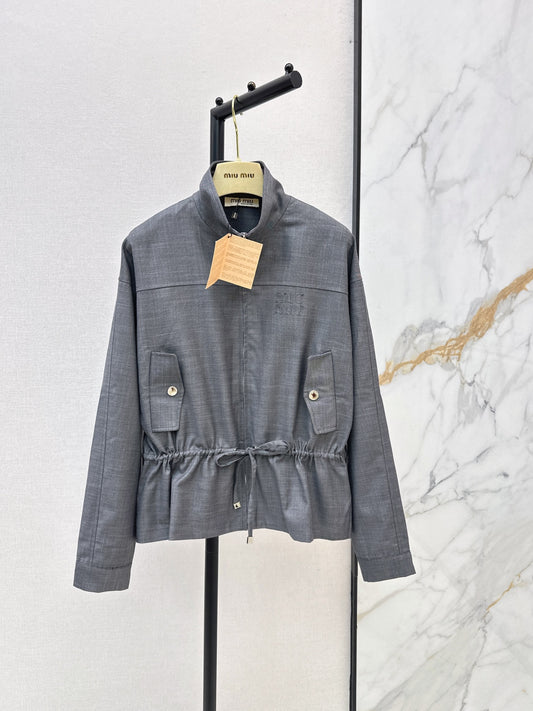 26FW New Grey Drawstring-Waist Jacket 🩶