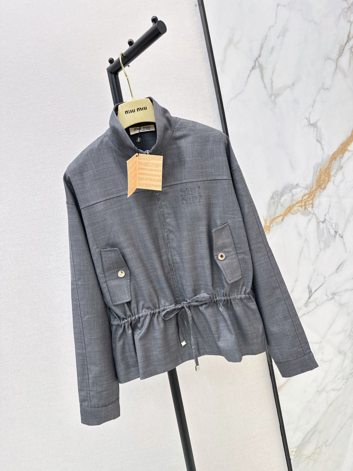 26FW New Grey Drawstring-Waist Jacket 🩶