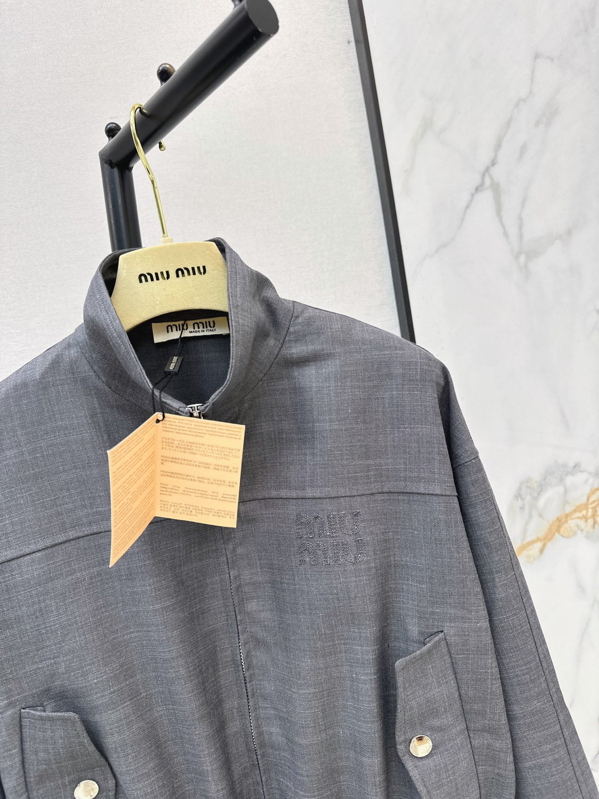 26FW New Grey Drawstring-Waist Jacket 🩶