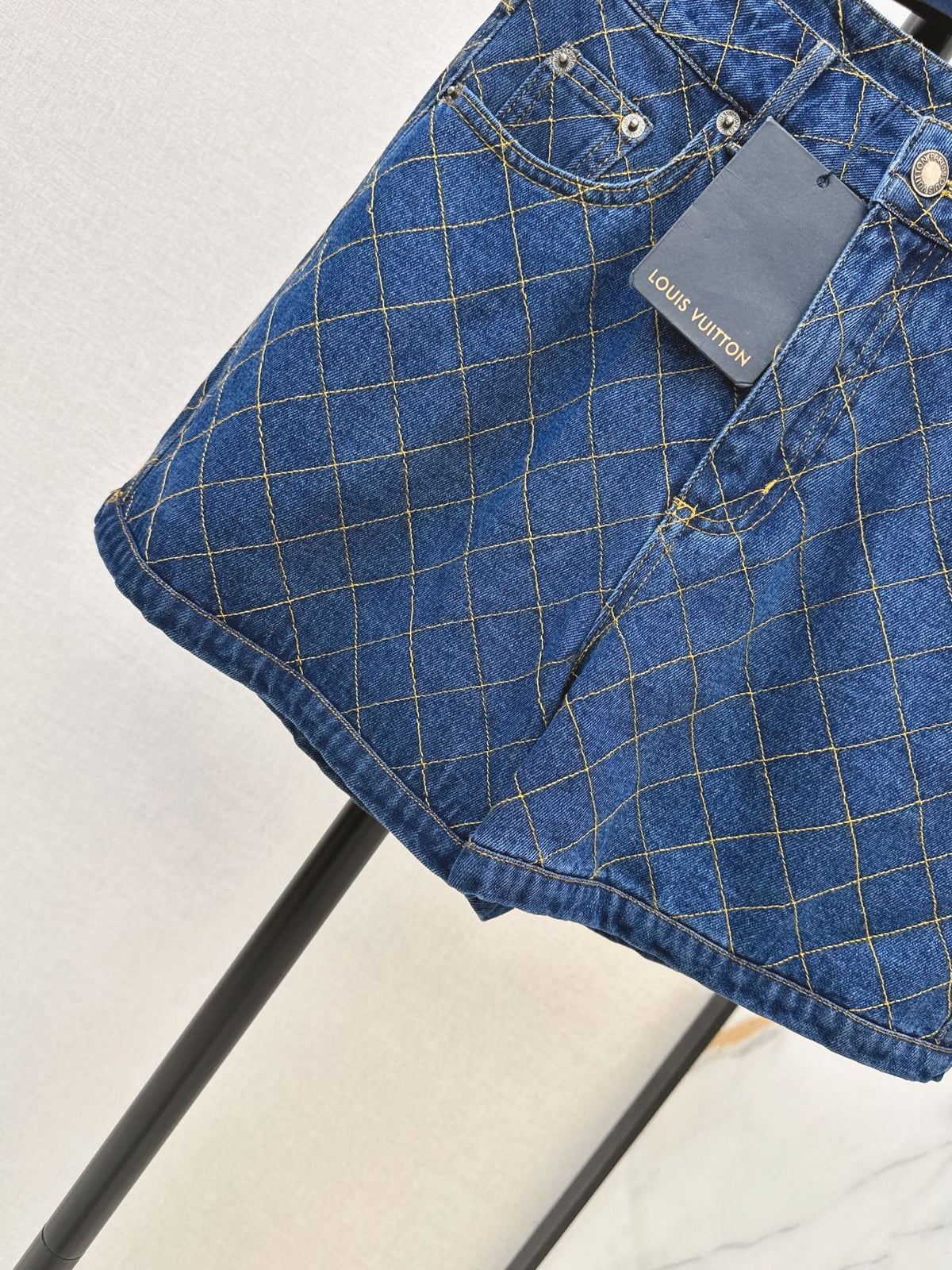 26FW New Diamond-Pattern Denim Shorts 🩵