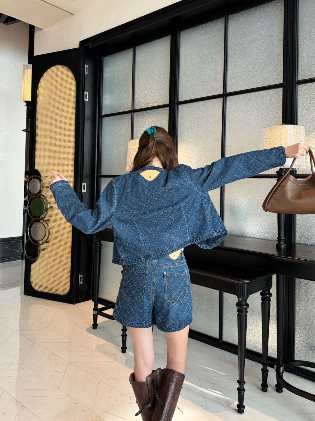 26FW New Diamond-Pattern Denim Shorts 🩵
