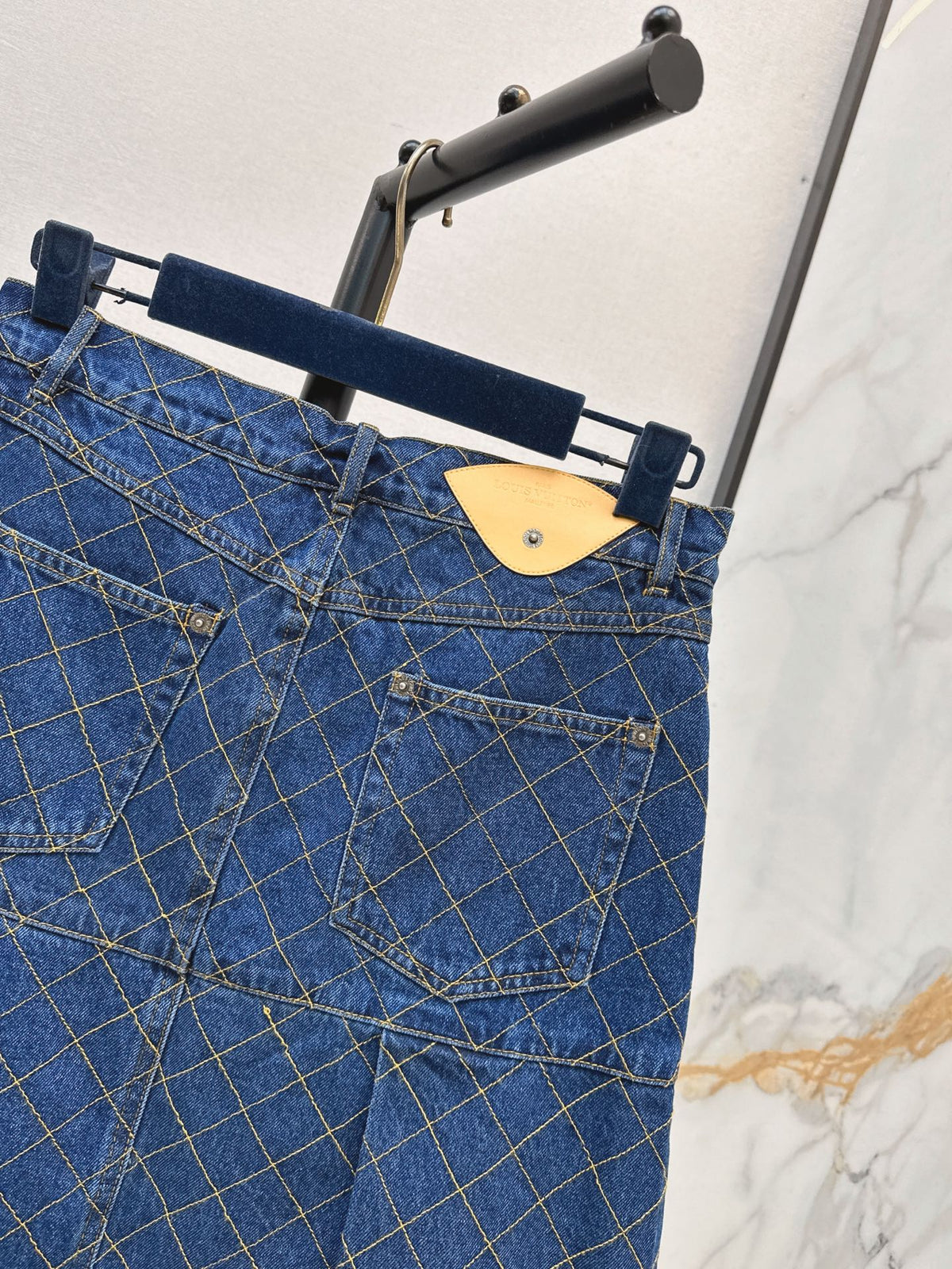 26FW New Diamond-Pattern Denim Midi Skirt 🩵