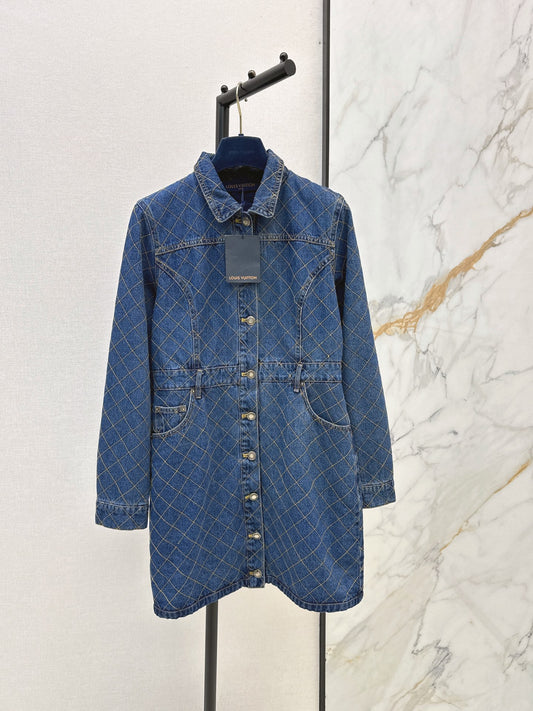 26FW New Diamond-Pattern Denim Dress 🩵
