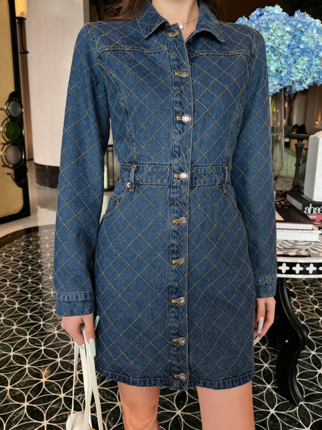 26FW New Diamond-Pattern Denim Dress 🩵