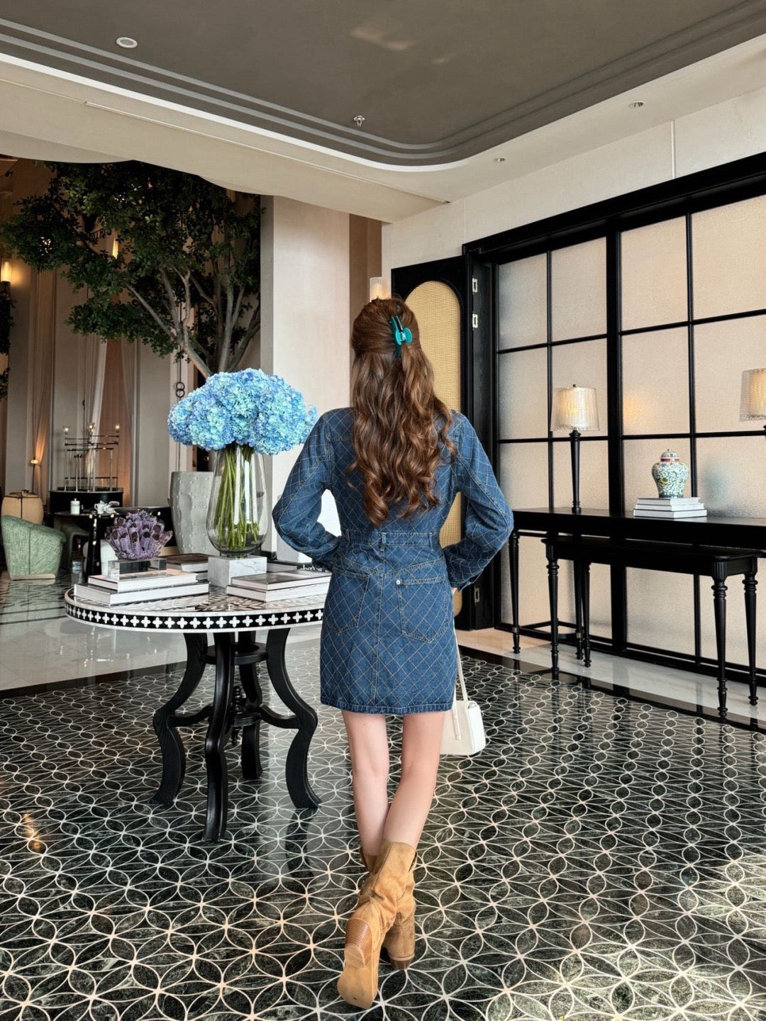 26FW New Diamond-Pattern Denim Dress 🩵