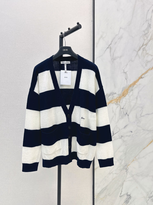 New 26FW Striped V-Neck Cashmere Cardigan 🖤