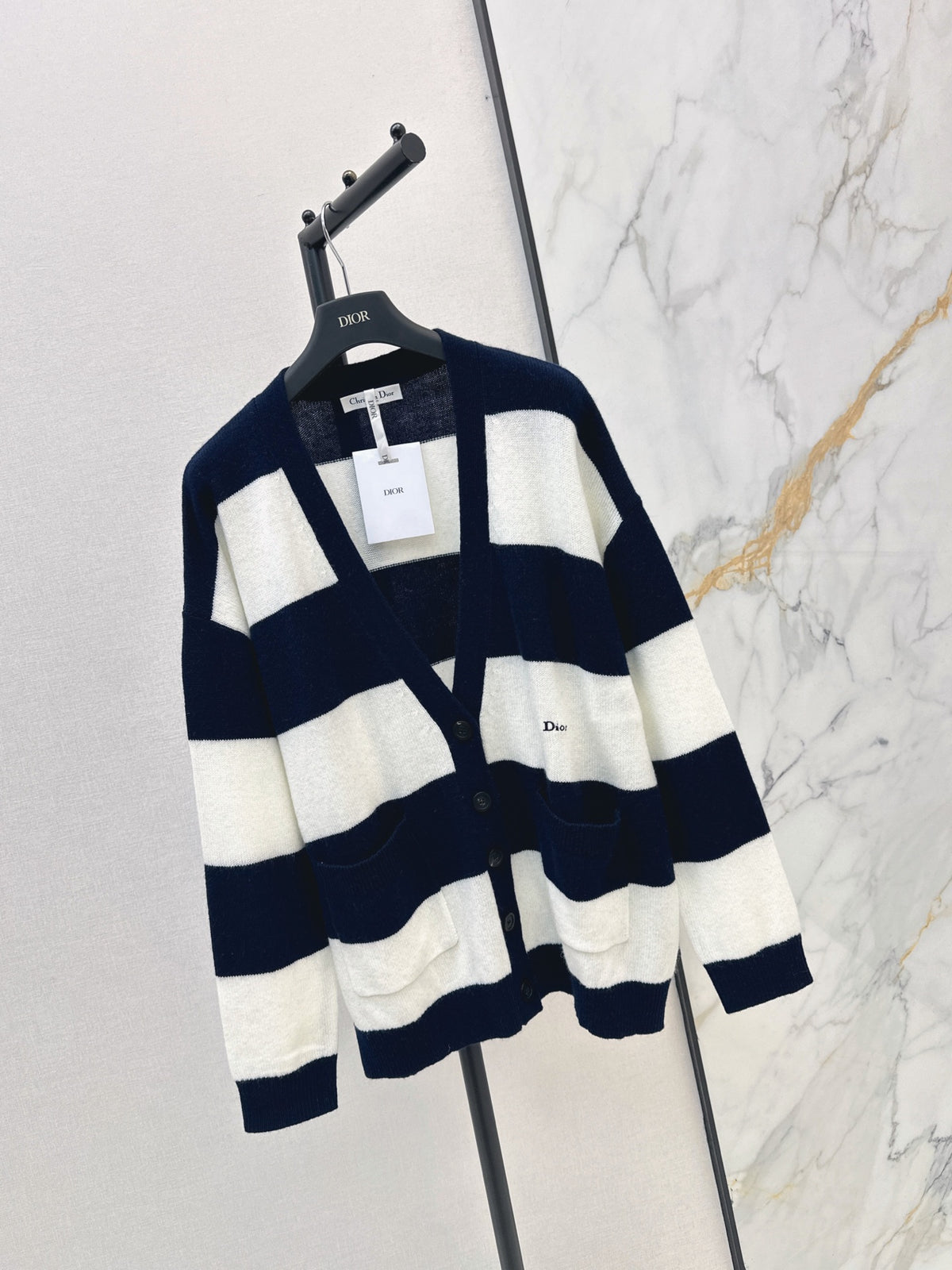 New 26FW Striped V-Neck Cashmere Cardigan 🖤