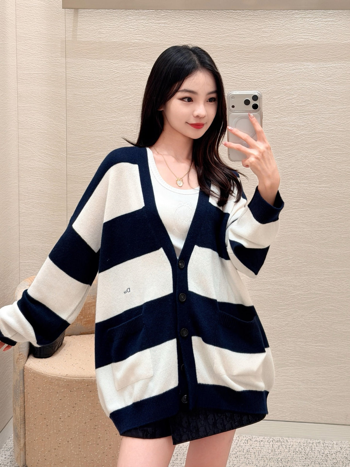 New 26FW Striped V-Neck Cashmere Cardigan 🖤