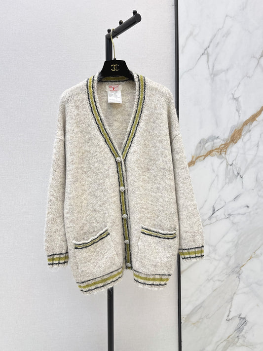 26FW New Color-Block Striped Trim Knit Cardigan 🤍