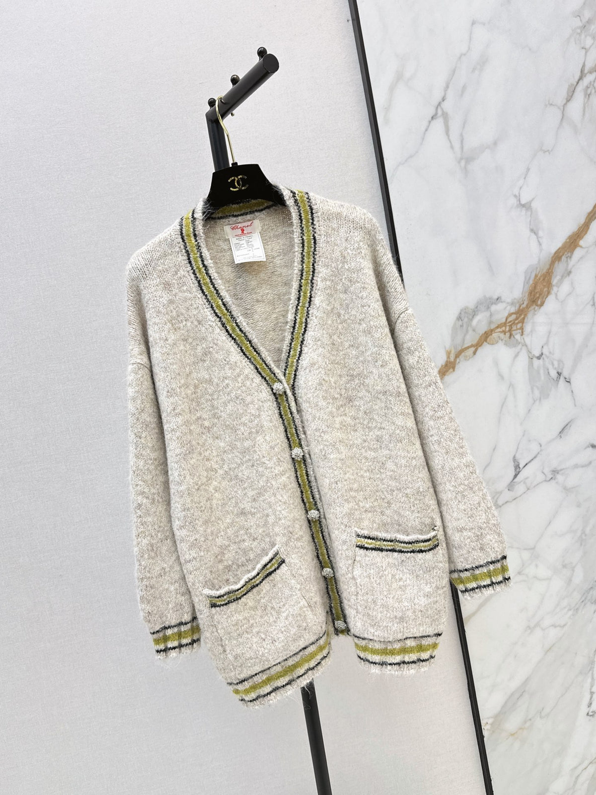 26FW New Color-Block Striped Trim Knit Cardigan 🤍