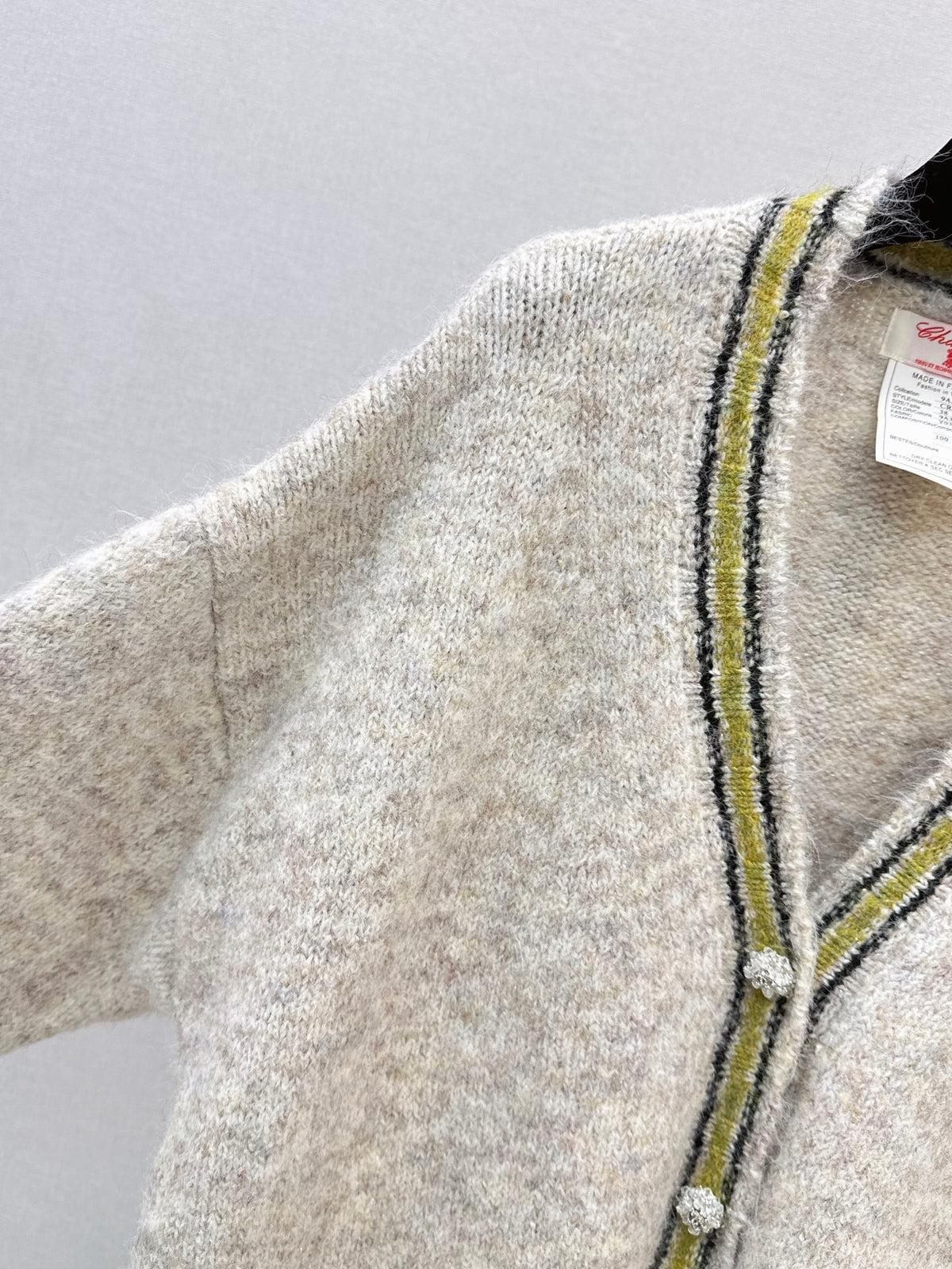 26FW New Color-Block Striped Trim Knit Cardigan 🤍