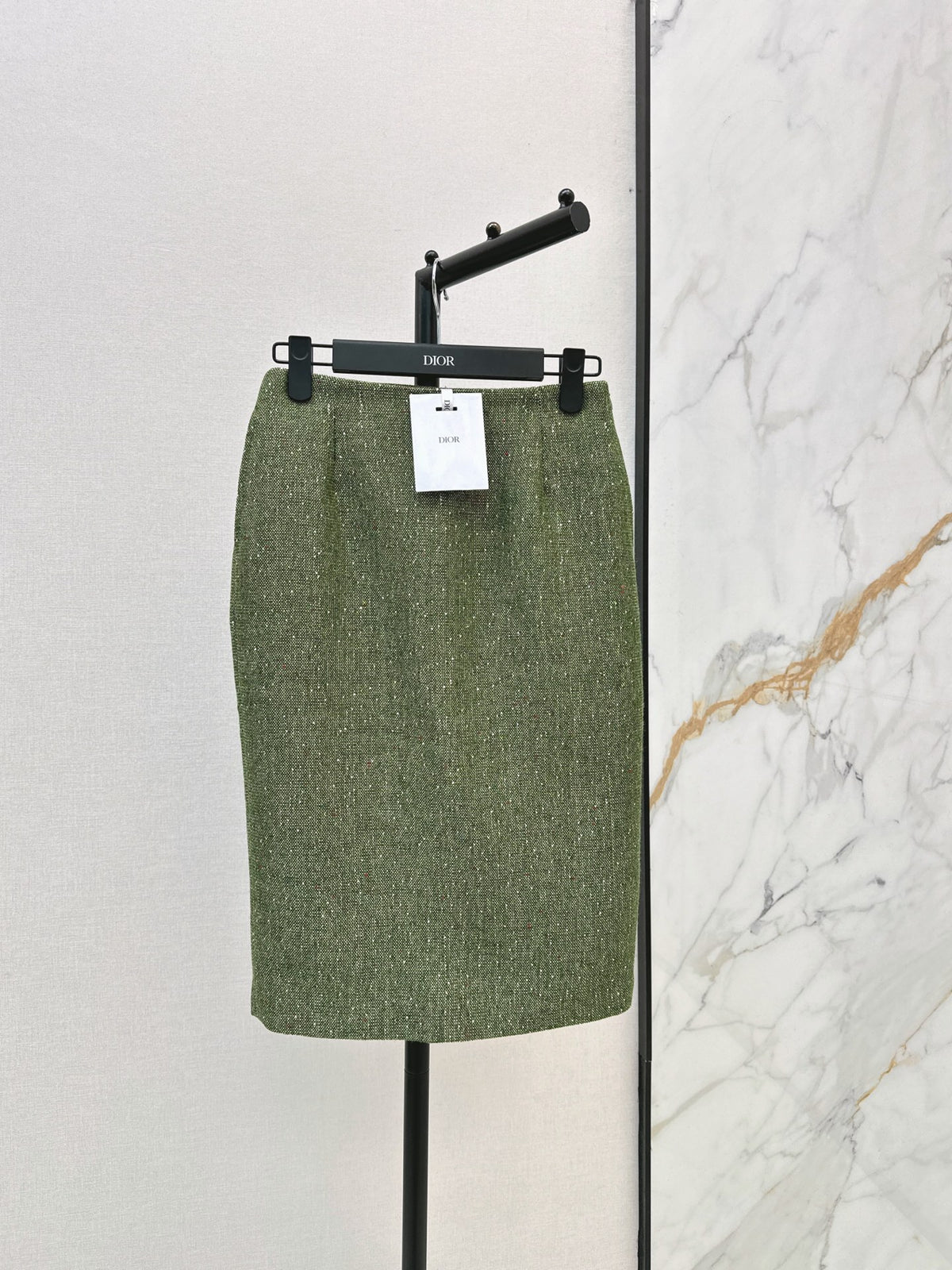 26FW New High-Waisted Green Tweed Skirt 💚